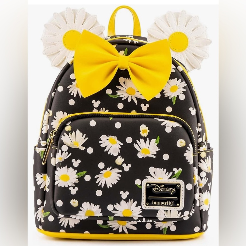 Loungefly Disney Black, White, and Yellow Daisy Mini Backpack NWOT